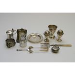 A bag of small silver and plated items i