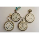 Four vintage button wind pocket watches