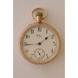 A 9ct gold cased Waltham open face butto