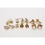 A collection of 9ct gold earrings includ