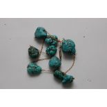 A vintage 9ct gold and turquoise bead ne