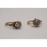 Two gold CZ stone set rings