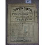 37/38 Clapton Orient v Torquay United Fo