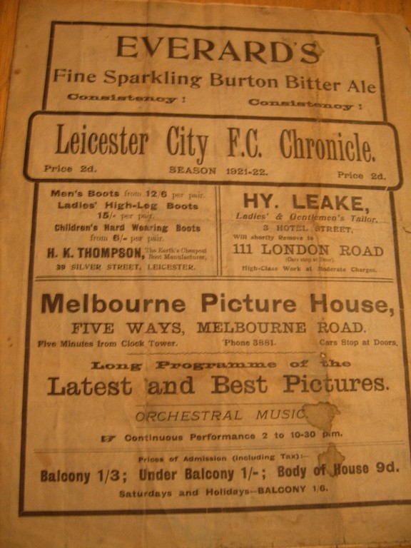 21/22 Leicester City v Clapton Orient FA