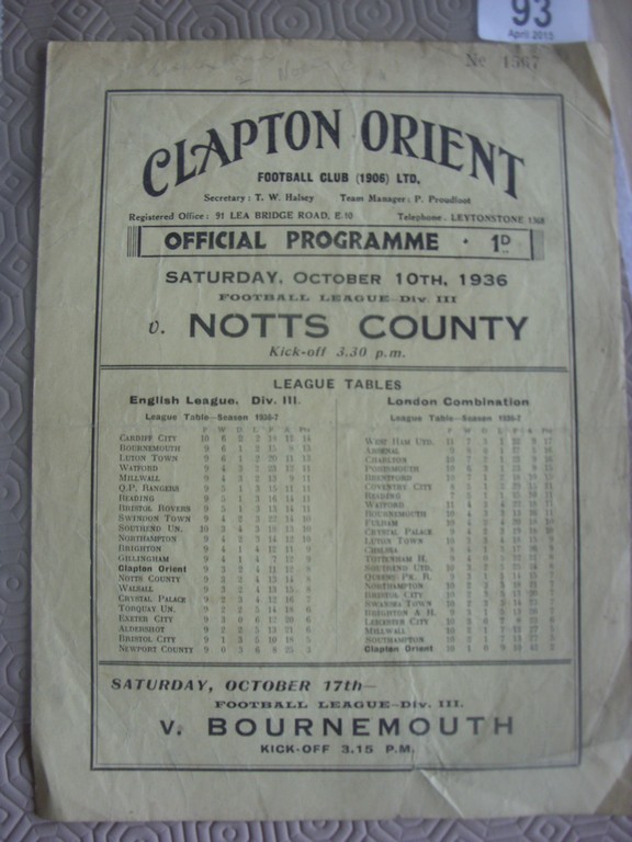 36/37 Clapton Orient v Notts County Foot