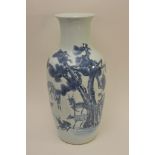 A large Chinese blue and white vase decorated with animals in a landscape, 19th century or earlier,