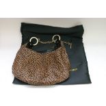 Fendi ladies leopard print handbag having gold tone hardware with Fendi dust bag.