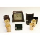 A collection of bakelite items to inlcude a Smith electric clock,