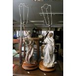 Two Capodimonte figural table lamps of ladies.