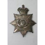 A silver plated Victorian officers helmet plate of the Royal Westmoreland light infantry