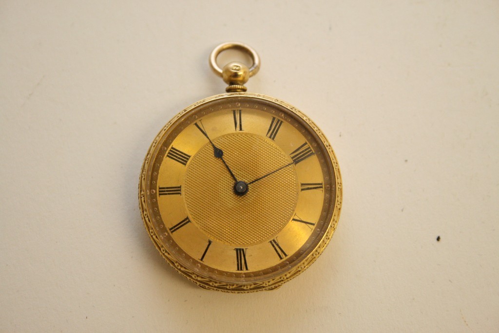 withdrawn An 18ct gold fob watch