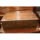An 18th/19th Century carved oak bible box.