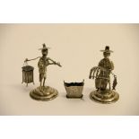 Two Chinese silver figures of fishermen, height 5.5cm.