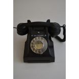 An old black telephone,