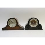 Two oak cased mantel clocks.