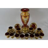 A collection of Venetian glass items comprising a vase of inverted baluster form in pink with