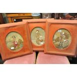 Three framed and glazed needle point embroided silk winter scenes,