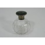 A cut glass silver and tortoiseshell scent bottle,