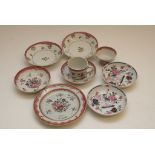 A collection of seven late 18th century Chinese dishes of varying design together with two cups of