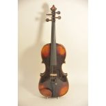 A Dresden School 3/4 size violin with no label but in good condition.