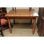 An Art Deco walnut drawer leaf table with square legs