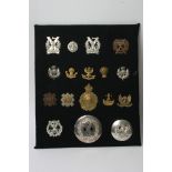 A collection of of 17 various Scots volunteer badges including two Plaid brooches and some copies