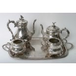 A five piece silver plated tea and coffee service,