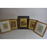 Five framed Indian watercolours depicting figures in ceremonial dress