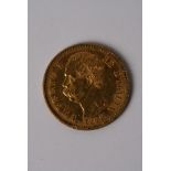 An Italian umberto twenty line gold coin dated 1882