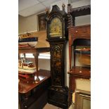 An 18th century lacquered long case clock the brass dial with maker Berry Ludlow Yarmouth.