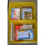 Two boxes containing a collection of Southend United Football programmes