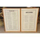 Two framed rule sheets for Billiards and Snooker