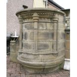 A 19th century or earlier carved stone pulpit the base with inscription (please note this lot is