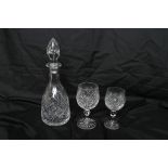 A boxed Thomas Webb crystal decanter with ten boxed glasses