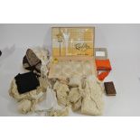 A vintage purse and a collection of lace and linen various