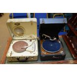 A Columbia Record player and a Phillips cased disc jockey Major Record Player