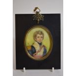 A miniature watercolour of a Napoleonic officer painted by Dorothy Tuston.