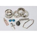 A collection of silver jewellery and effect including bracelets, earrings,