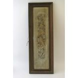 Withdrawn - A Chinese silk sleave in an oak frame