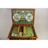 A vintage Braxton wicker picnic hamper with contents,