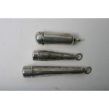 Three silver cheroot holders