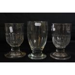 Three 19th century glasses one with etched decoration (3)