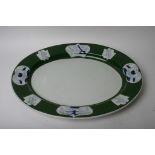 A large meat plate, the rim decorated with oriental ladies.  Condition Report: Chip to underside