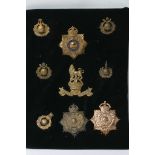 A collection of nine various royal marines badges helmet plates etc,