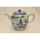 A late 18th century blue and white Chinese export teapot,