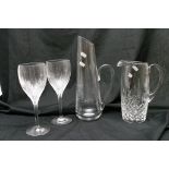 A collection of cut glass items comprising a modern design Edinburgh glass jug,