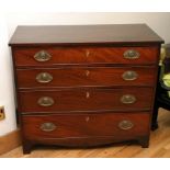 A late George III mahogany chest of draws fitted with four graduating draws