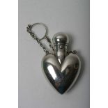 A quality Samuel Mordan silver heart shaped scent bottle