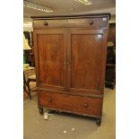 A William IV mahogany linen press having rope moulding's above a single drawer,