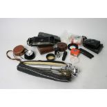 A collection of photographic equipment to include a Kodak No 1a folding camera,